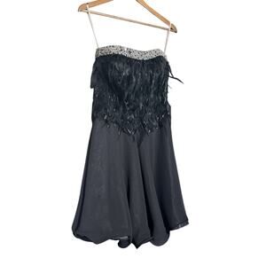 Atelier Alyce Black Strapless Tulle Dress Party Black Swan Feather Whimsigoth 6